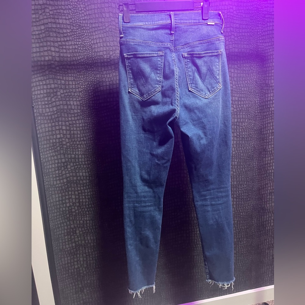 MOTHER Rail High Waist Frayed Ankle Organic Cotton Blend Skinny Jeans